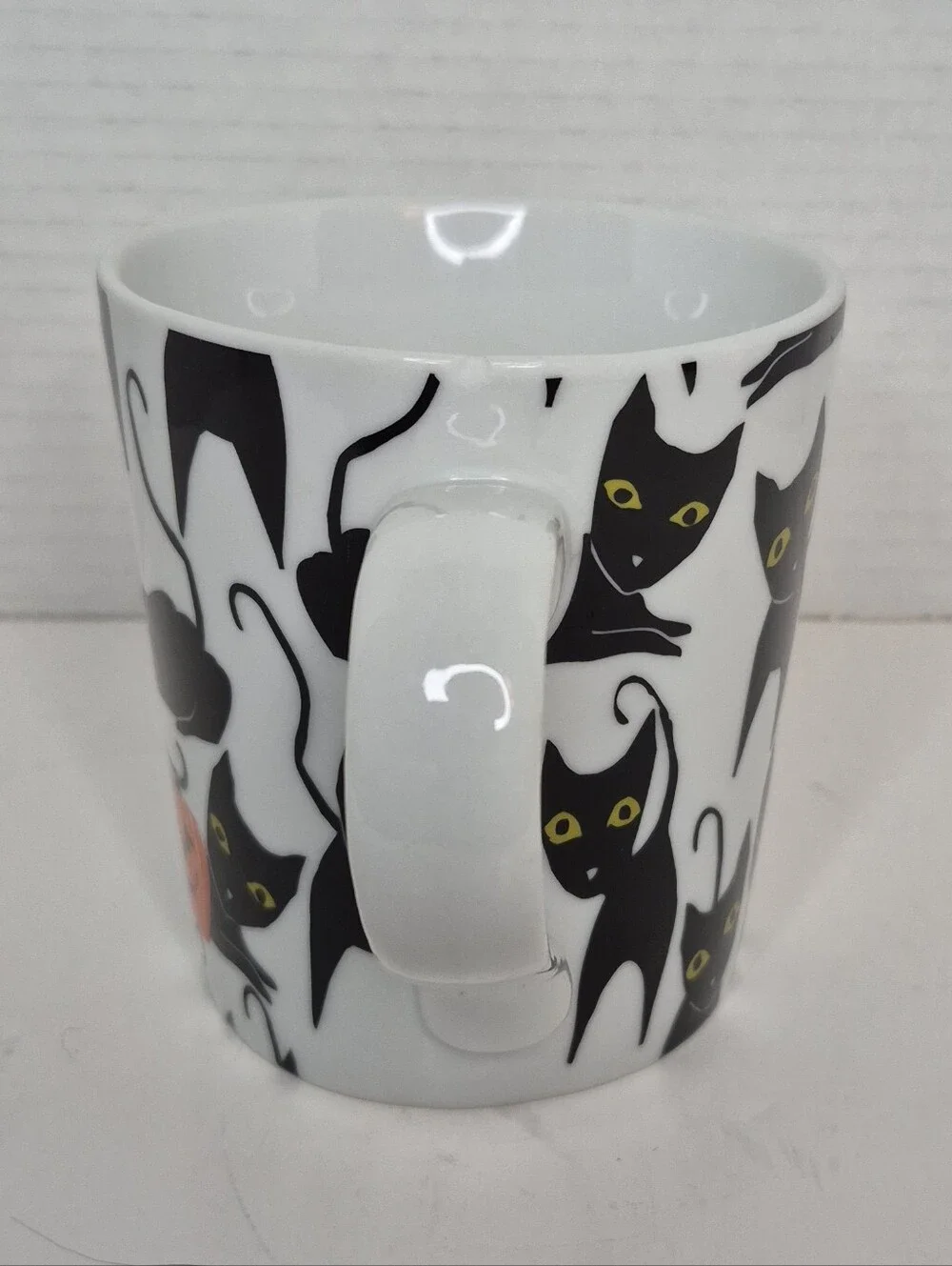 Crate and Barrel Black Cats with Pumpkins Mug READ